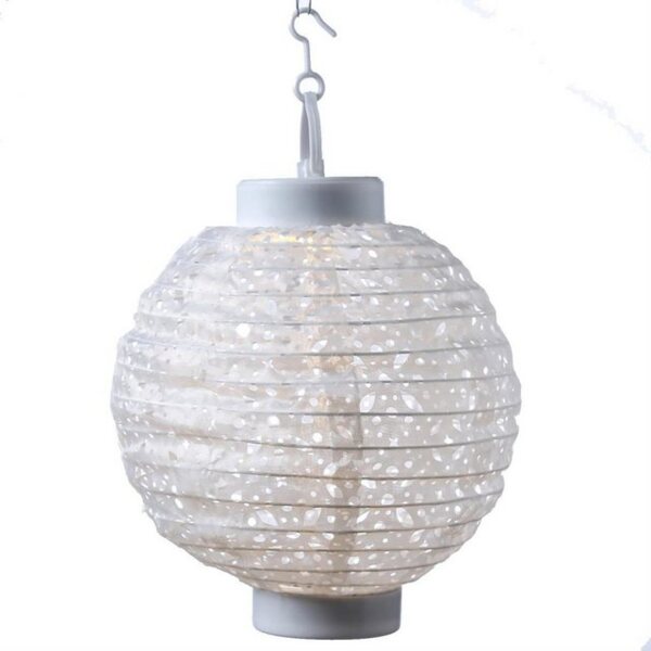 MARELIDA LED Lampion Solar Gartenlampion mit Muster weiß D: 20cm Party Balkon Terrasse, LED Classic, warmweiß (2100K bis 3000K) Bild 4