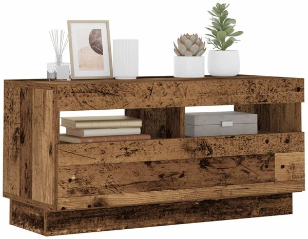 vidaXL TV-Schrank mit LED-Leuchten Altholz-Optik 80x35x40 cm 856357