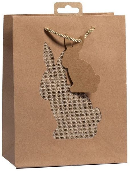laro Geschenkbox Geschenktüten mit Henkel Large Ostern Kraftpapier Silhouette 10-100stk (10 St)