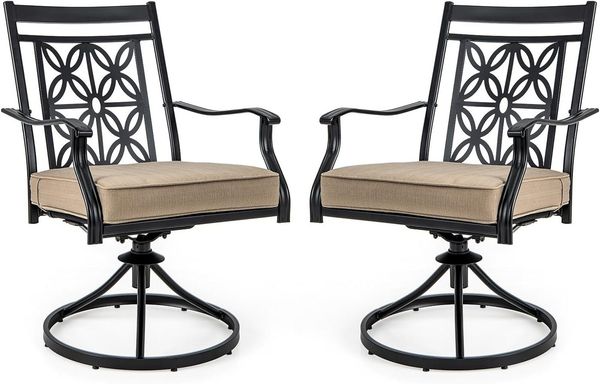 KOMFOTTEU Gartenstuhl Drehstuhl (2er Set), mit weichen Kissen & hohlem Muster, bis 150kg