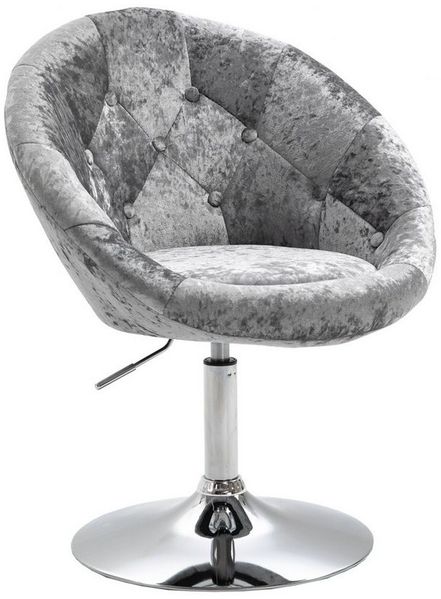 SVITA Havanna Premium Stuhl Lounge Clubsessel Drehsessel Samt-Optik glänzend Retro Silber Bar-Stuhl Schalenstuhl