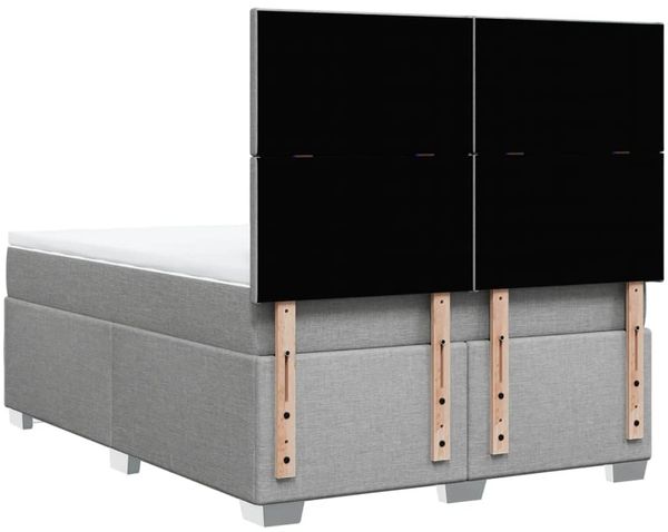 vidaXL Boxspringbett mit Matratze Hellgrau 140x200 cm Stoff 3292804 Bild 12