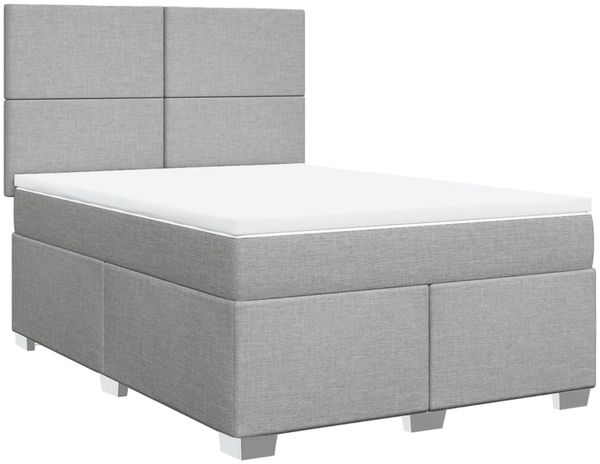 vidaXL Boxspringbett mit Matratze Hellgrau 140x200 cm Stoff 3292804 Bild 3