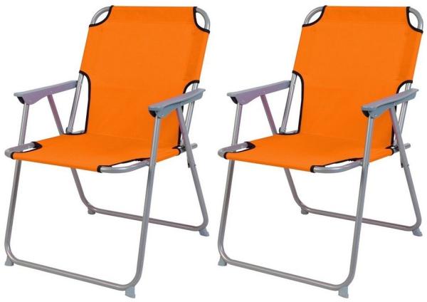 2 Stück Campingstuhl Stoff Oxfort Metall Orange