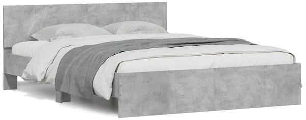 vidaXL Bettgestell mit Kopfteil LED-Beleuchtung Betongrau 150x200 cm 3207605
