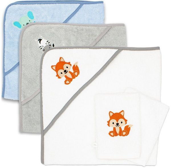 Babykajo Kapuzenhandtuch, Frottee (1-St), Kuschliges Baby Handtuch mit Waschlappen
