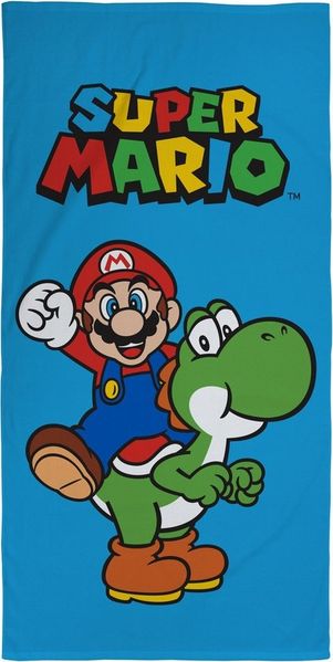 MTOnlinehandel Badetuch Super Mario 70x120 cm für Kinder, Baumwolle (1-St), Duschtuch weich und saugstark mit Mario & Yoshi