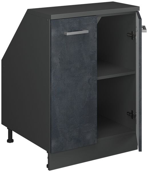 Küchenschrank für Dachschrägen R-Line Schwarz Beton 60 cm mit 2 Türen, Schrankkorpus 60 cm Tiefe Vicco Bild 3