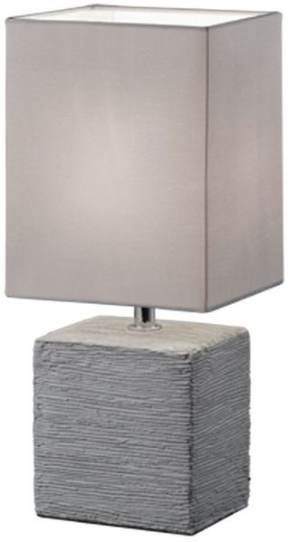 LED Tischleuchte mit Keramik Beige & Stoff Lampenschirm Weiß, Höhe 29cm