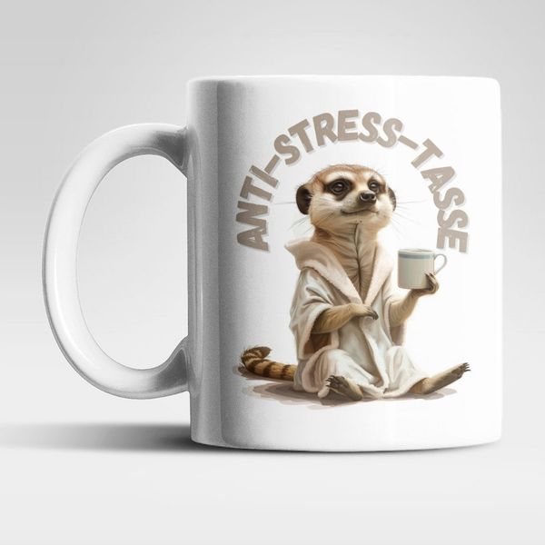 WS-Trend Tasse Anti Stress Erdmännchen Kaffeetasse Teetasse Tasse Geschenkidee, 1-tlg, Keramik, 325 ml