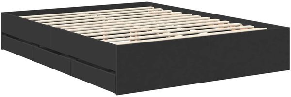 vidaXL Bettrahmen mit Schubladen Schwarz 150 x 200 cm Ingenieurs Holz 3409448 Bild 6