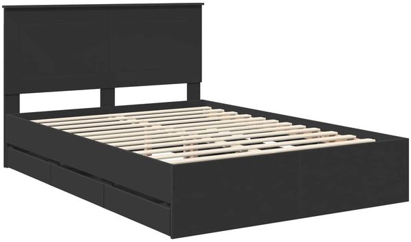 vidaXL Bettrahmen mit Schubladen Schwarz 150 x 200 cm Ingenieurs Holz 3409448 Bild 4