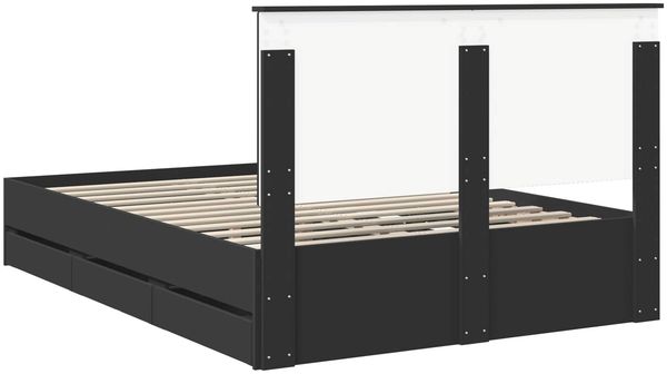vidaXL Bettrahmen mit Schubladen Schwarz 150 x 200 cm Ingenieurs Holz 3409448 Bild 10
