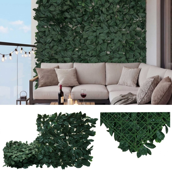 Wandfliese HWC-L78, Sichtschutz Windschutz Verkleidung für Terrasse/Balkon, 4x je 50x50cm = 1m² ~ Lorbeer grün