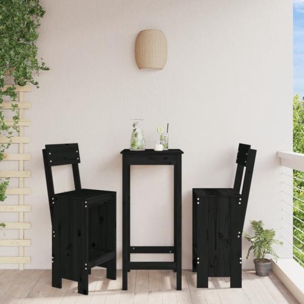 vidaXL Barhocker 2 Stk. Schwarz 40x48,5x115,5cm Massivholz Kiefer 825363