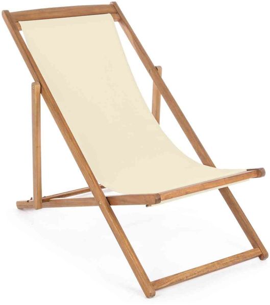 Liegestuhl Minoe 2er-Set aus Akazienholz, modern skandinavisch, klappbar, creme natur, verstellbar