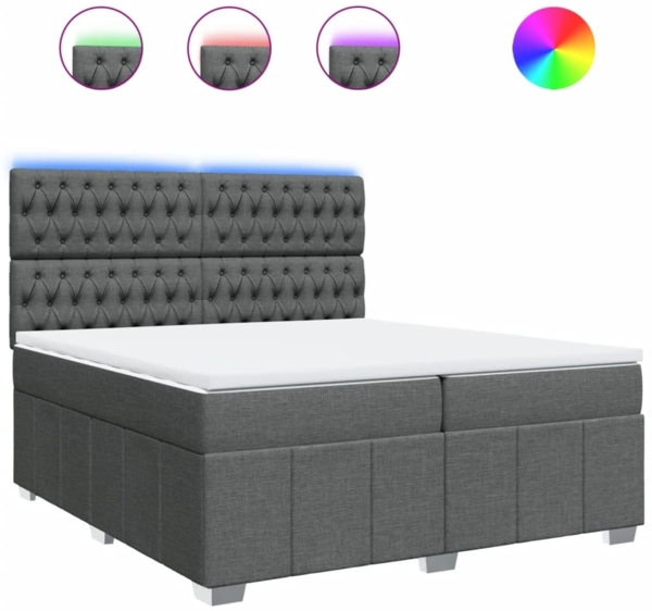 vidaXL Boxspringbett mit Matratze Dunkelgrau 200x200 cm Stoff 3294083