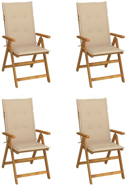 vidaXL Hochlehner Verstellbar 4 Stk. mit Auflagen Massivholz Akazie 3065350
