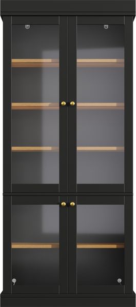 Merax Glasvitrine, Hochschrank, Standhochschrank mit integrierter LED-Stimmungsbeleuchtung, mit Kippschutz, Schwarz Bild 8