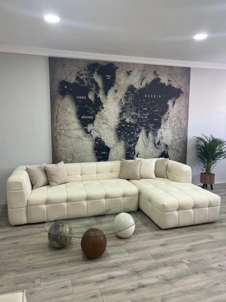 Nobelaa 'Aster' Ecksofa mit Ottomane, Teddy-Bouclé weiß, 70 x 170 x 330 cm, Rechts Bild 2