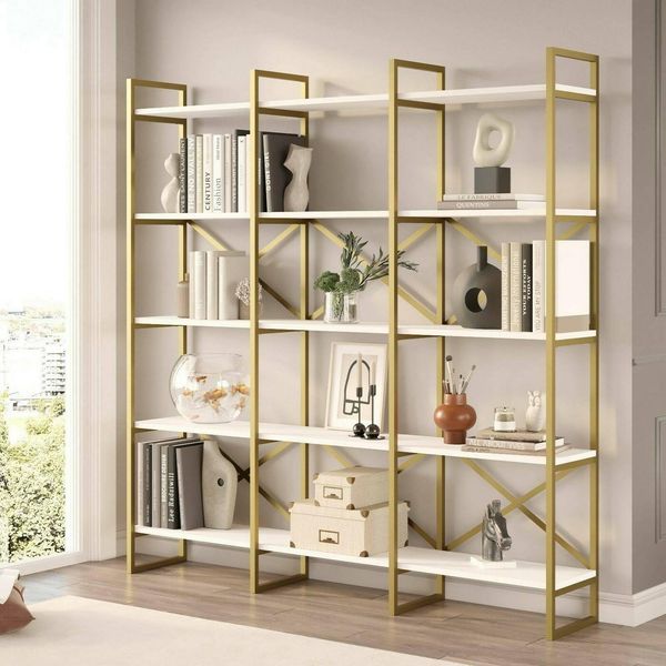 Dmora Regal Sagit 170 x 30 x 175 cm Weiß 5 Böden, Bibliothek