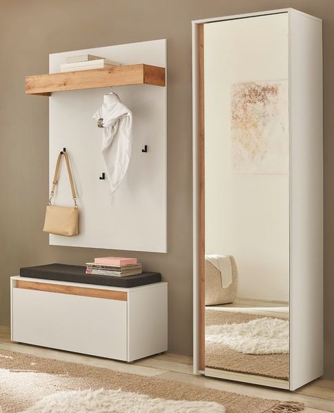 Garderobe Set 4-tlg. Center in weiß und Eiche Wotan 170 x 200 cm