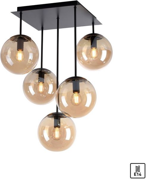 OTTO home Deckenleuchte Nellin, ohne Leuchtmittel, Deckenlampe mit großen Glaskugeln, amberfarben oder opal matt weiß