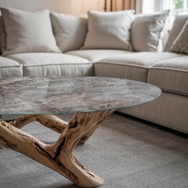 Tulup Tischplatte Glasplatte für Couchtisch Natürliches Marmormuster Bodenplatte Glas