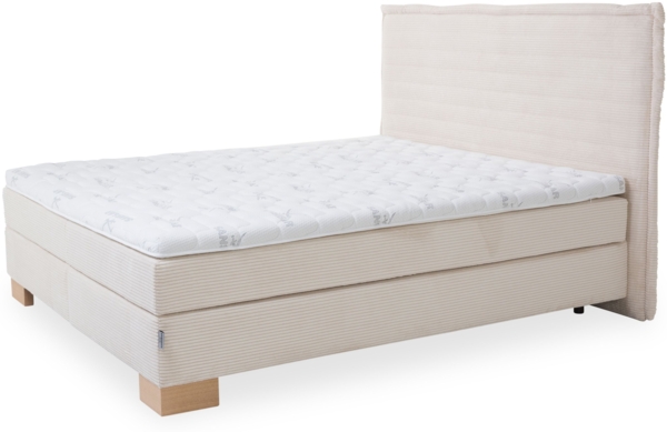 Boxspringbett SANSIBAR LANGEOOG, Osterende, Cordstoff Comino, Eichenholzfüße, lightgrey, 180x200, H2/H4 Bild 2