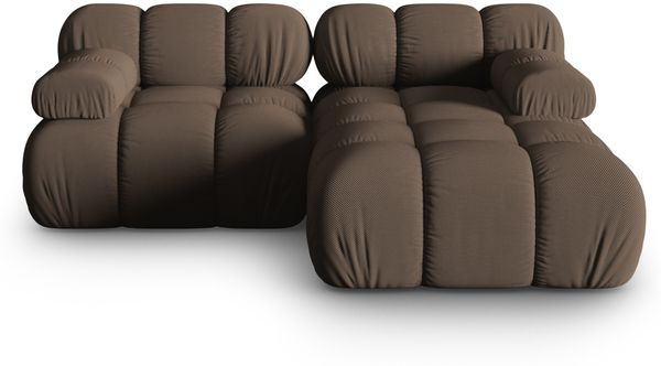 Micadoni Modulares Ecksofa Bellis 3-Sitzer Rechts 3D-Stoff Sonic Braun