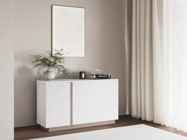 Vente-unique - NAPOLI Kommode Holz, Platte SchokoladenbraunWeiß - B 39 cm x H 70 cm x L 120 cm