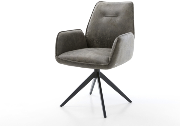 Drehstuhl Zoa-Flex Mikrofaser Grau Antik Kreuzgestell breit Schwarz 360° drehbar Wippfunktion Taschenfederkern