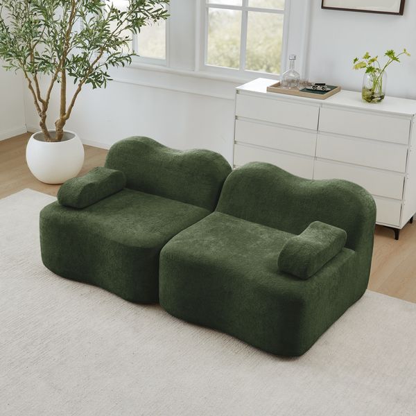2-Sitzer Sofa 192×98×70 cm aus Samt rahmenlos modular, grün