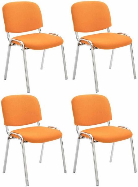 CLP 4er Set Stühle Ken Chrom Stoff gepolstert,orange