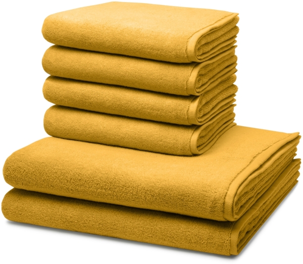 Ross Sensual Skin 6 tlg. Frottier-Set - 4 X Handtuch (50 X 100cm), 2 X Duschtuch (75 X 140cm) - 500 g/m2 - Senf