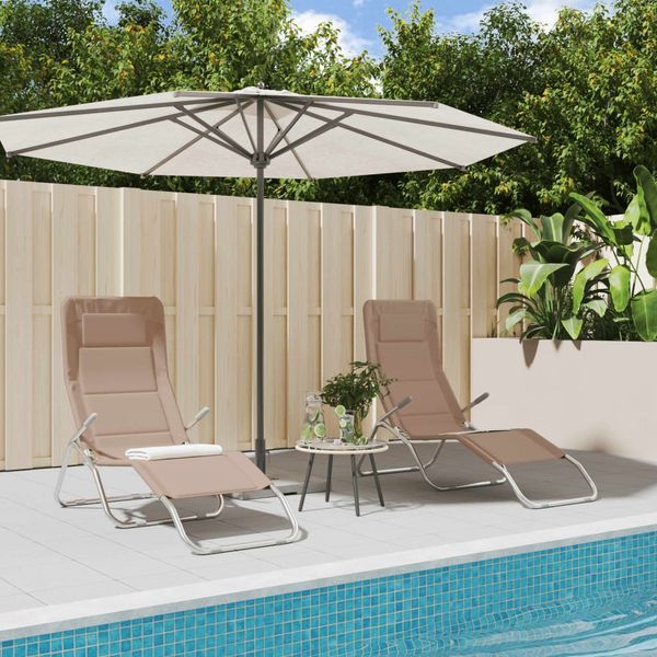 vidaXL Sonnenliegen 2 Stk. Taupe Textilene & Pulverbeschichteter Stahl 360174
