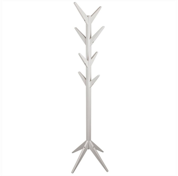 Bubema Stan Garderobenständer massives Bucheholz, Weiß lackiert