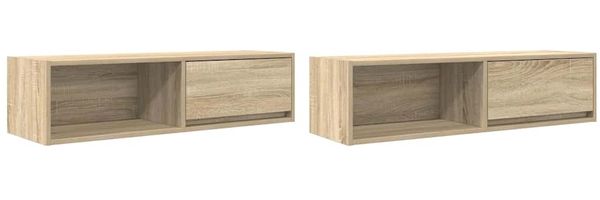 2 pcs TV-Schrank, Lowboard TV Sonoma-Eiche 100x31x25,5 cm Holzwerkstoff Bild 2
