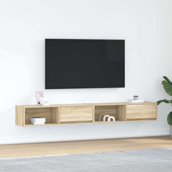 2 pcs TV-Schrank, Lowboard TV Sonoma-Eiche 100x31x25,5 cm Holzwerkstoff