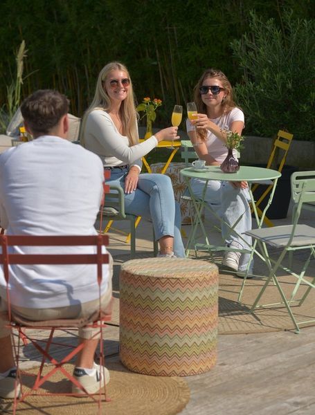 H.O.C.K. Sitzhocker H.O.C.K. Maribel Outdoor Hocker Pouf rund mit Keder ø45x45cm multi, Hocker, Sitzhocker, Pouf Hocker, Barhocker - wetterfest, vielseitig