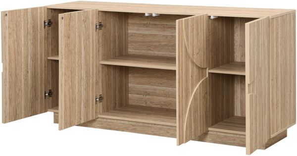 Merax Sideboard Kommode mit Regalen, Sideboard mit Rebounder, natürliche Holzmaserung Bild 8