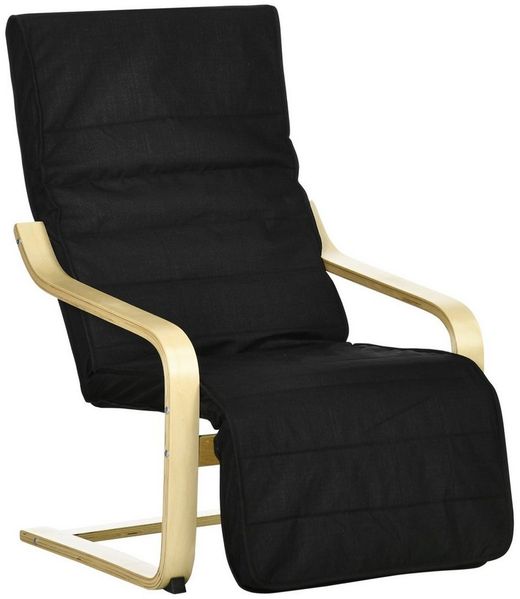HOMCOM Relaxsessel Relaxstuhl mit Verstellbarem Fußteil (Ruhesessel, 1-St, Ruhestuhl), Schwarz 66,5 x 94 x 100 cm
