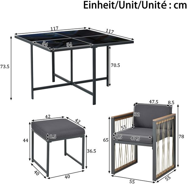 LVHOM 7-tlg. Garten-Essgruppe, Gartenmöbel Set mit Kissen, Gartenlounge-Set Akazie, Sitzgruppe Polyrattan, Loungeset Balkonset für 6 Personen Bild 5