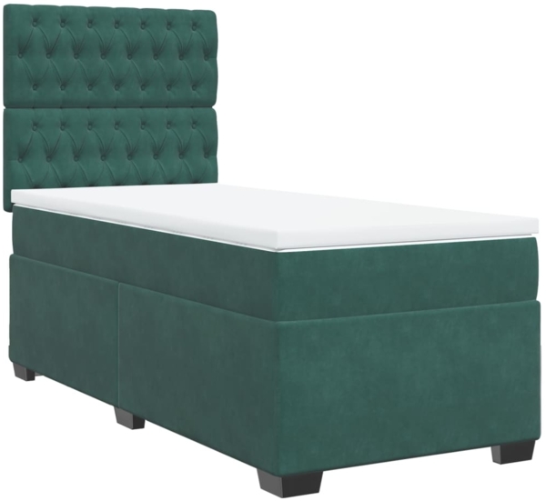 vidaXL Boxspringbett mit Matratze Dunkelgrün 90x200 cm Samt 3290819
