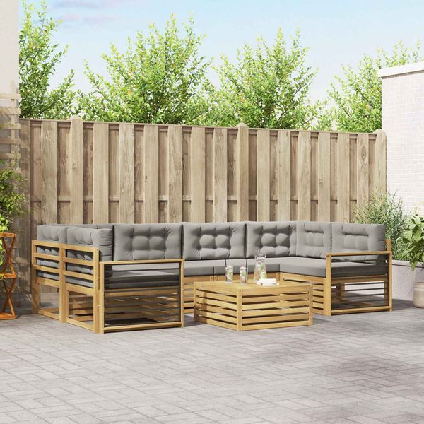 vidaXL Outdoor-Sofagarnitur 7 pcs Weiß und Hellgrau Polyester 3390136