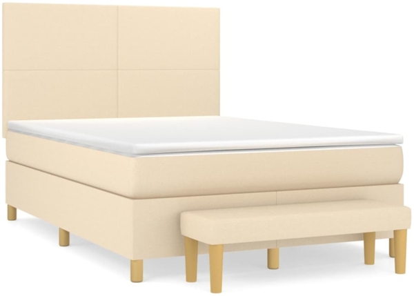 vidaXL Boxspringbett mit Matratze Stoff Creme 140x200 cm, Härtegrad: H2 [3137002]