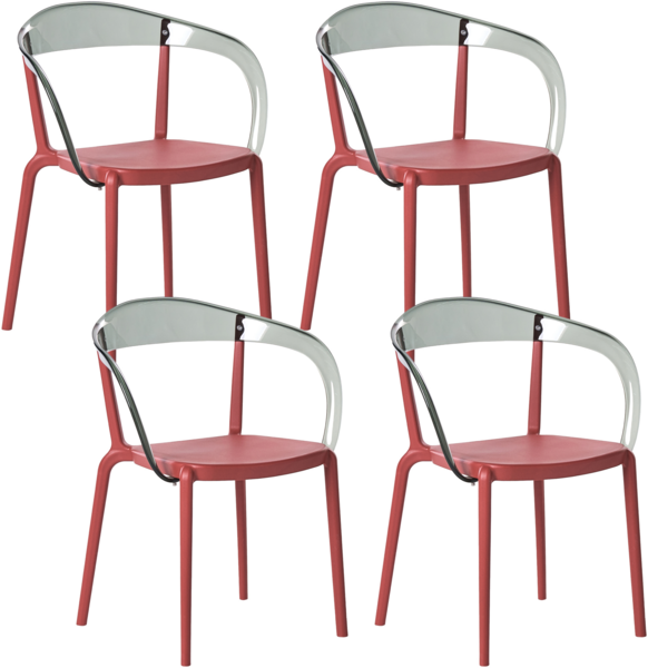 Gartenstuhl 4er Set MALEVIZI stapelbar Rot