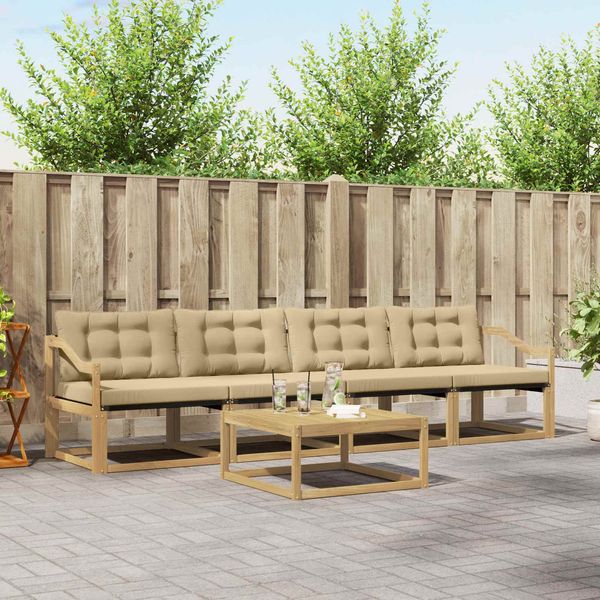 vidaXL Outdoor-Sofagarnitur 5 pcs Weiß und Beige 79 x 79 x 37 cm 3388407