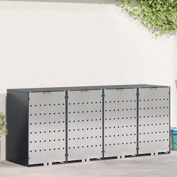 vidaXL Wagenmüllbehälter für 4 Behälter Stahl Anthrazit 3394780