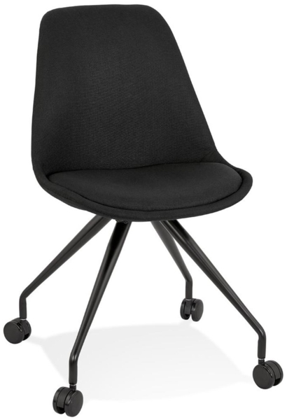 Bürostuhl mit Stoffbezug | Ergonomischer Schreibtischstuhl mit Rollen | Drehstuhl für Homeoffice und Büro | Modern Design | Schwarz mit schwarzem Gestell 60 x 60 x 92 cm | Galoro von Kadima Design